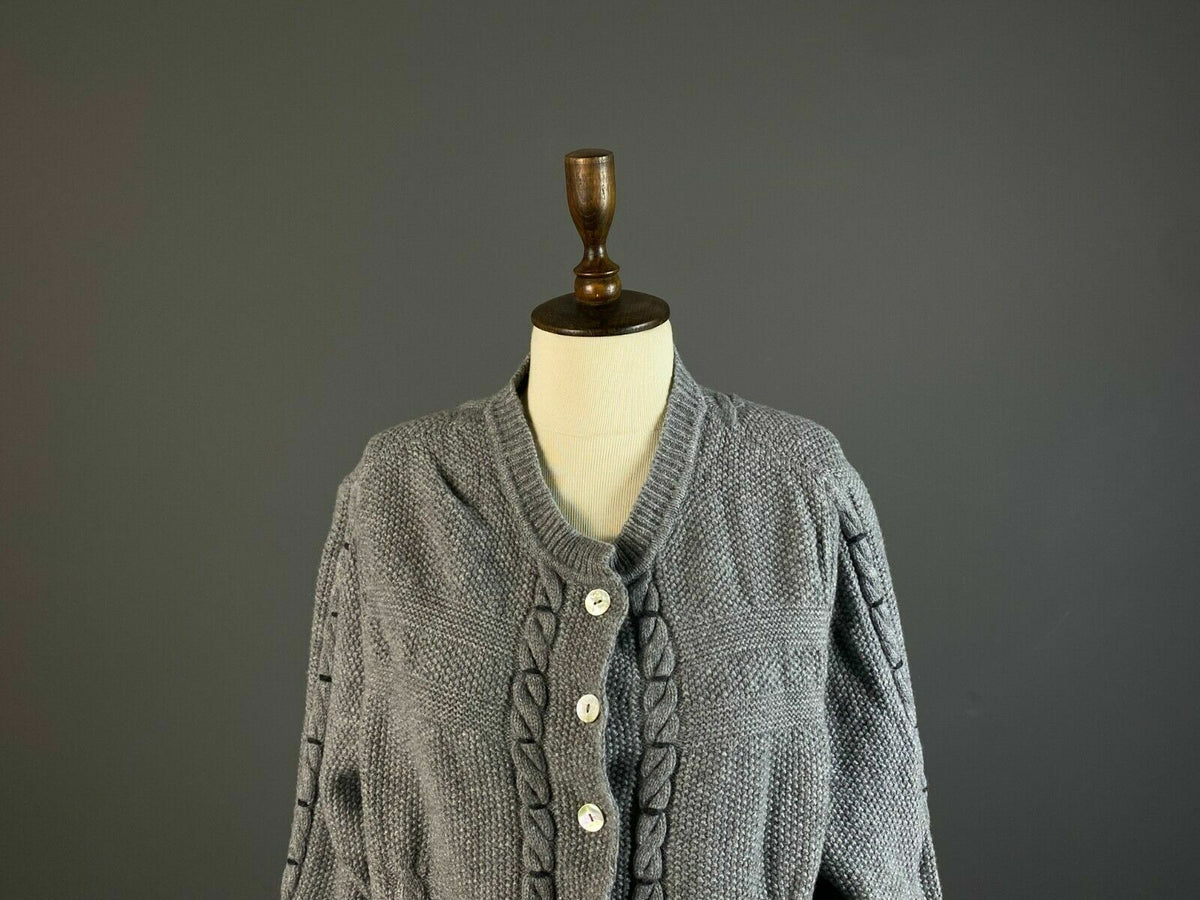 Giesswein Austria Grey Wool Knit Cardigan Jacket – Women's 44 / GB 30 / USA 14