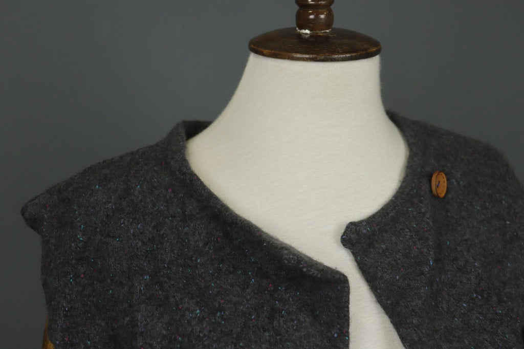 GUDRUN SJODEN Charcoal Gray Wool Sleeveless Button Front Cardigan Sweater – Size L