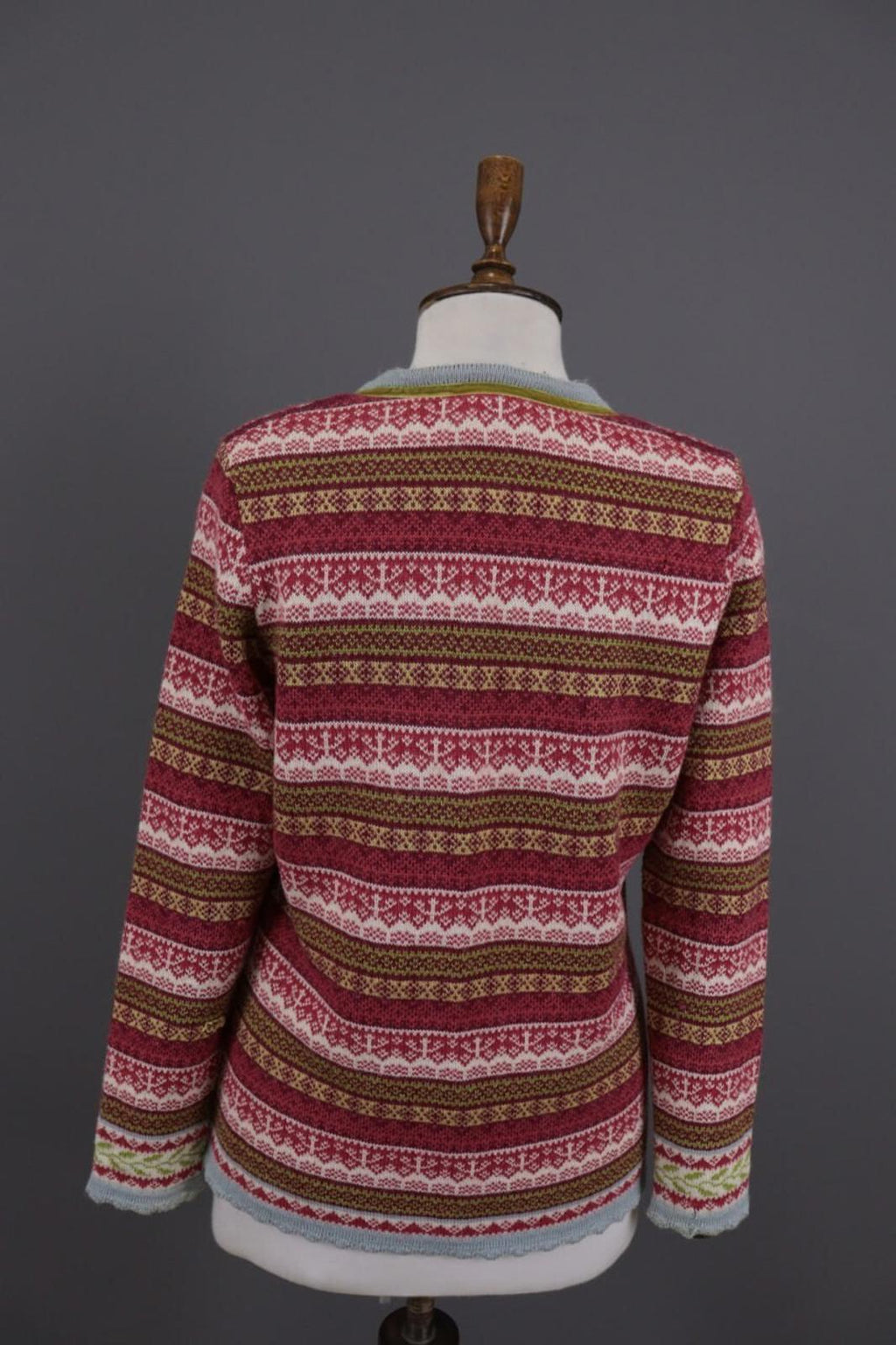 OLEANA Multicolor Jacquard Floral Alpaca Knit Cardigan Sweater – Size M