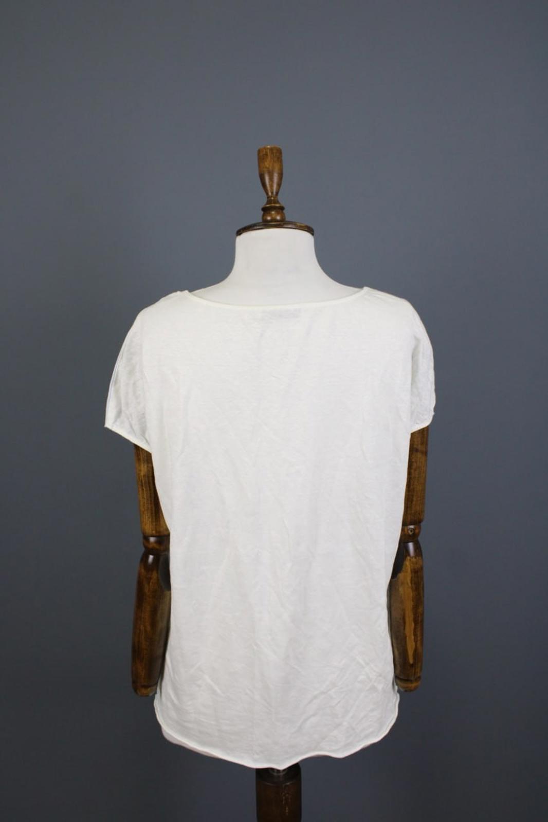 FABIANA FILIPPI White Crew Neck Cap Sleeve Metallic High-Low Blouse Top S/M