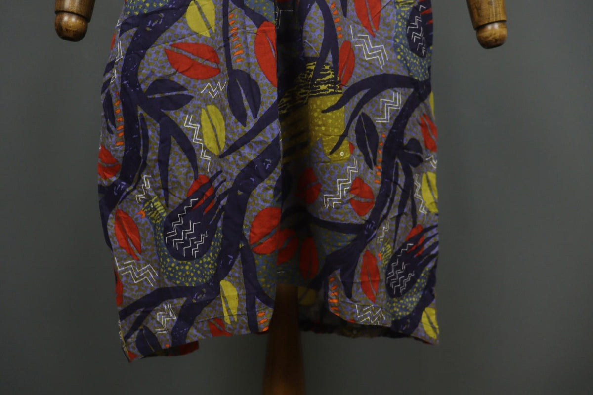 GUDRUN SJODEN Multicolor Printed Round Neck Short Sleeve Sheath Dress – Size XL