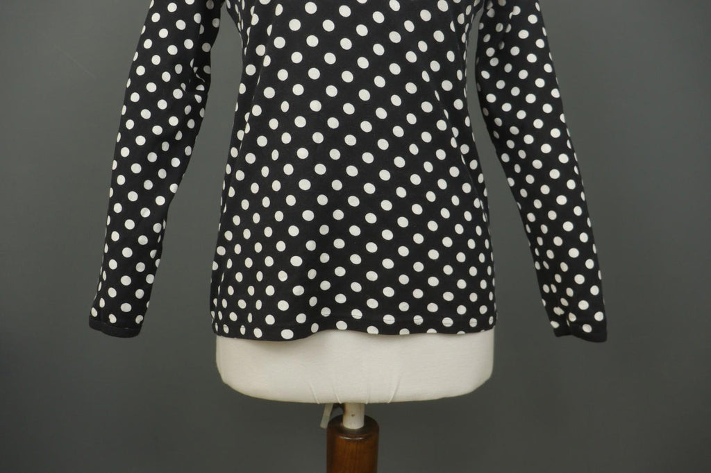 MARIMEKKO Black White Polka Dot Cotton Long Sleeve Summer Snap Blouse Top – Size M