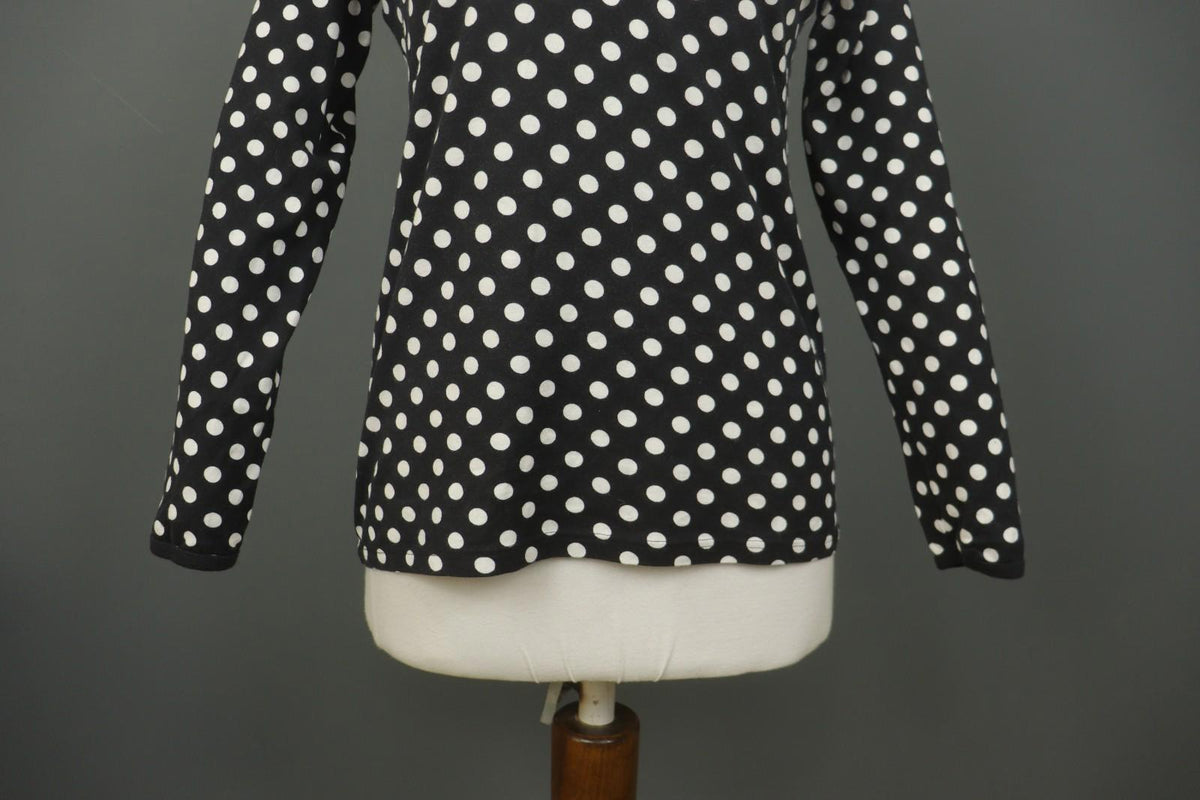 MARIMEKKO Black White Polka Dot Cotton Long Sleeve Summer Snap Blouse Top – Size M