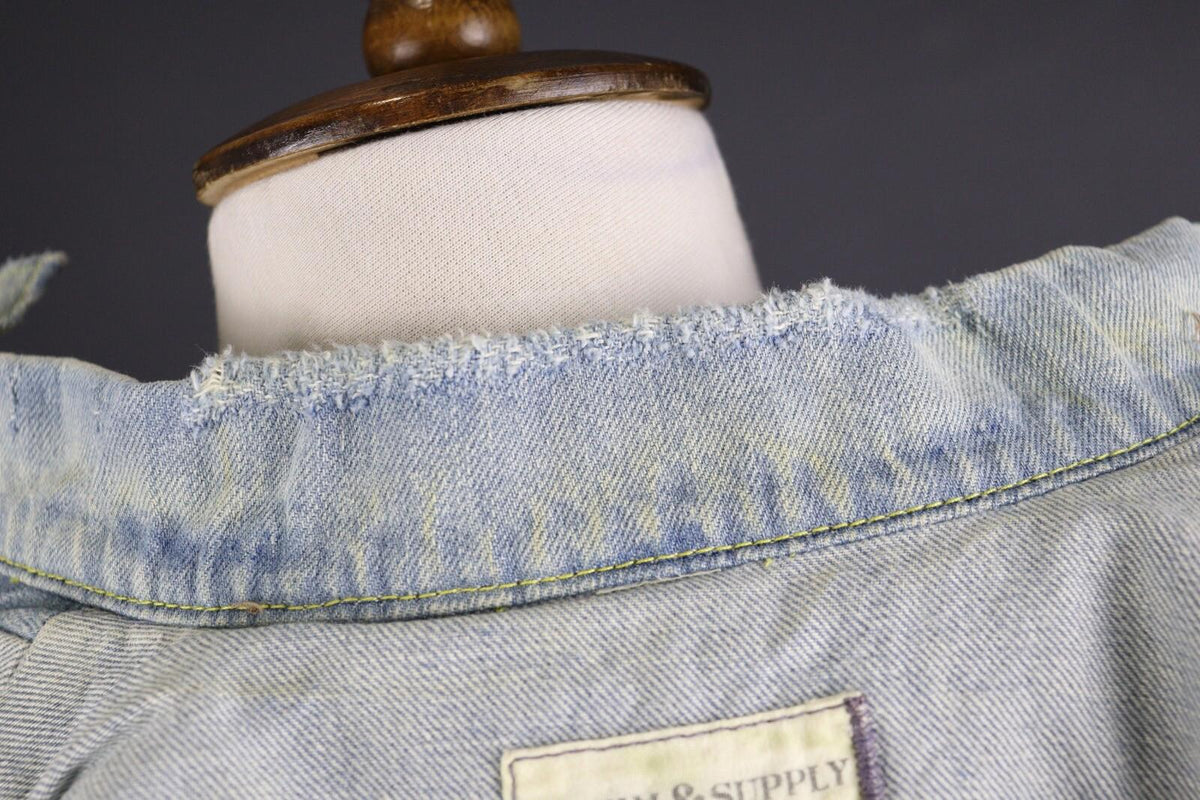DENIM & SUPPLY RALPH LAUREN Blue Denim Faux Fur Vest Gilet – Size S
