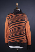 VERSACE JEANS COUTURE Orange Striped Wool Knit Long Sleeve Sweater – Size XL
