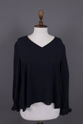 Claudie Pierlot Blue Long Sleeve V-Neck Lagenlook Blouse Shirt – Size 40