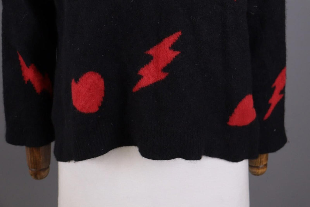 ZADIG & VOLTAIRE MARCUS BIS Black Printed Cashmere Knit Sweater – Size M