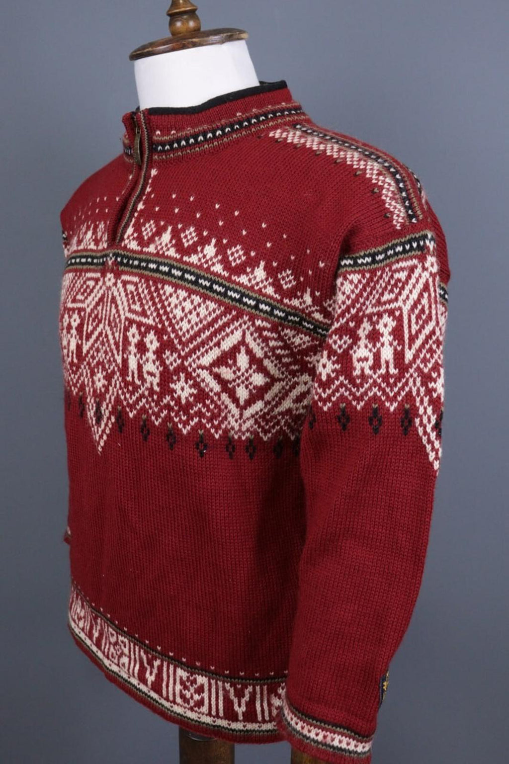 DALE OF NORWAY Sport Red Fair Isle 1/4 Zip Insulated Knit Ski Sweater Sz XS