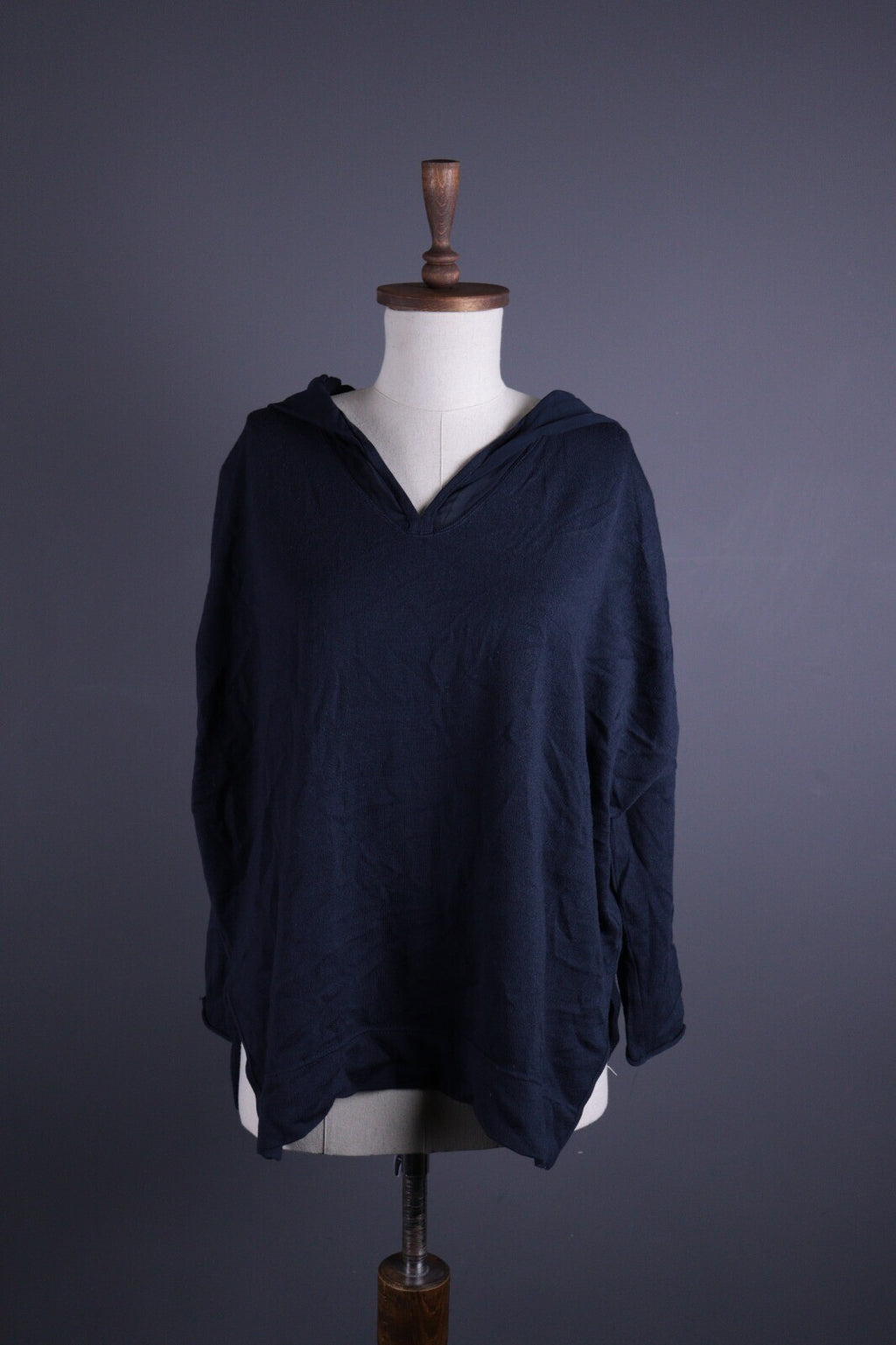 Annette Gortz Dark Blue Wool Hooded Oversized Sweater – Size M