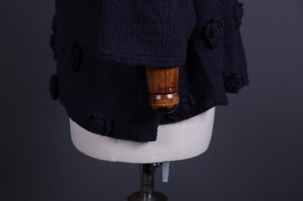 GRIZAS Black Wool Crochet Knit Oversized Boyfriend Sweater – Size L