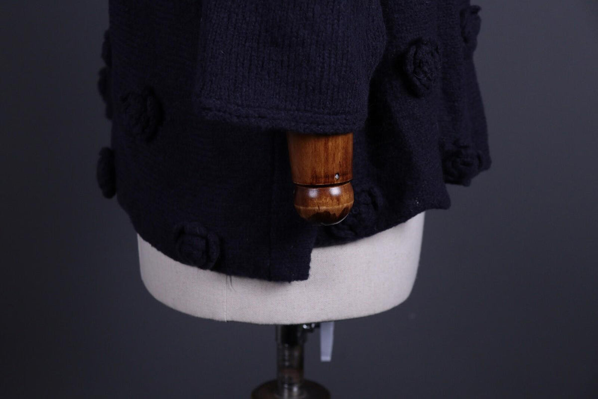 GRIZAS Black Wool Crochet Knit Oversized Boyfriend Sweater – Size L