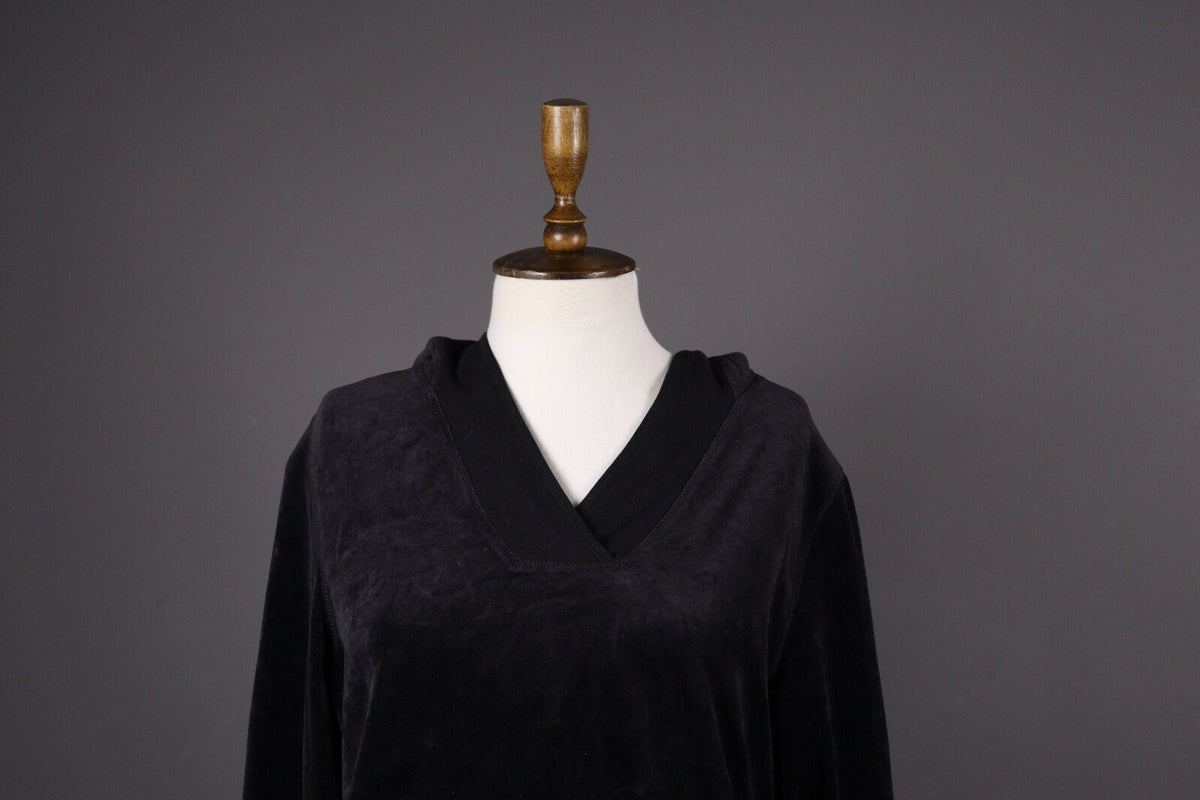 Deerberg by Oska Black Velour Long Sleeve Hoodie Sweater Size
