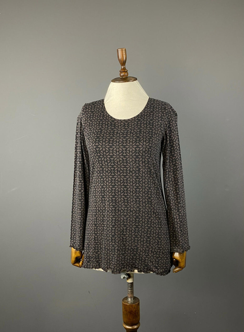 GUDRUN SJODEN Brown Printed Pullover Long Sleeve Top – Women's S