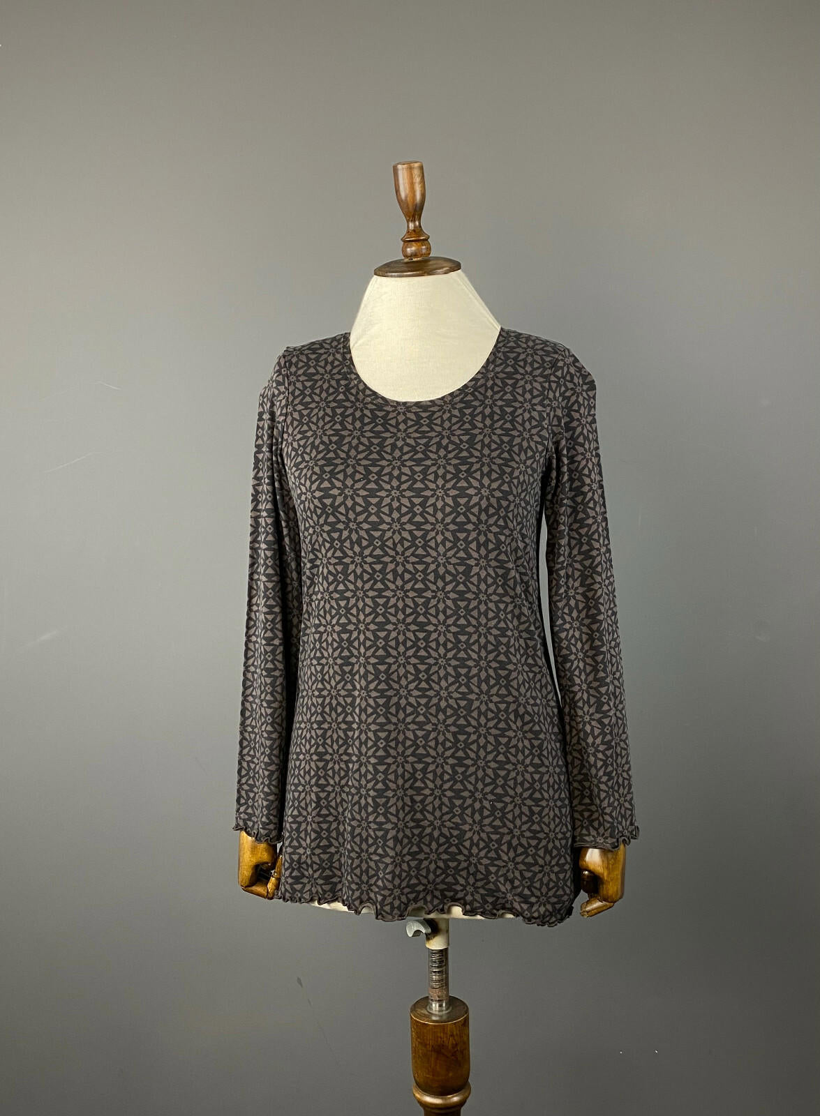 GUDRUN SJODEN Brown Printed Pullover Long Sleeve Top – Women's S