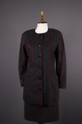 Escada by Margaretha Ley Wool Stripe 2 Piece Skirt Suit Blazer Black – Size 38