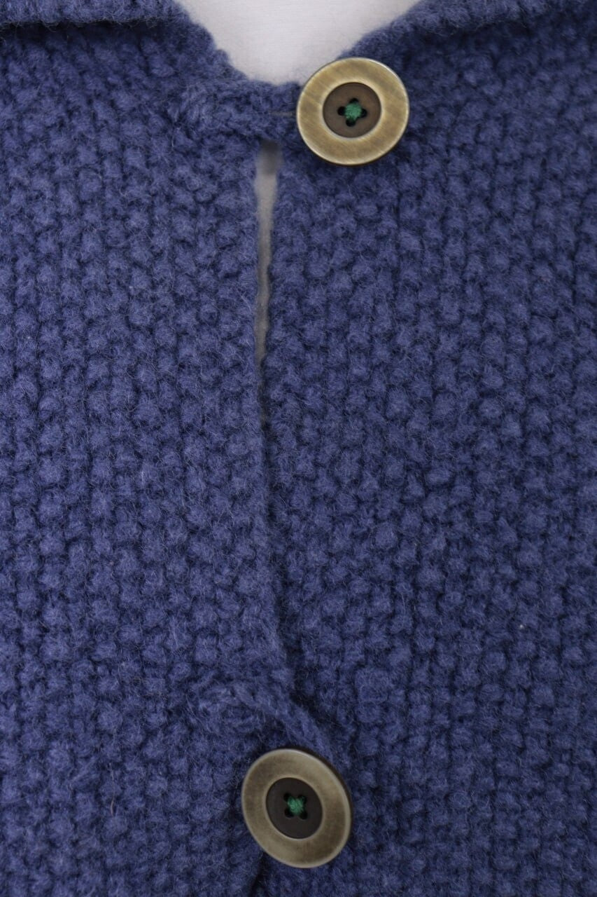Pachamama Blue Button Down Wool Hand Knit Cardigan Jacket – Size XL