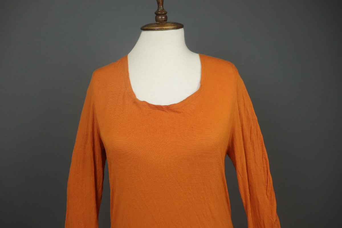 GUDRUN SJODEN Orange Modal Stretch Slim Fit Long Sleeve Pullover Blouse Top Sz M