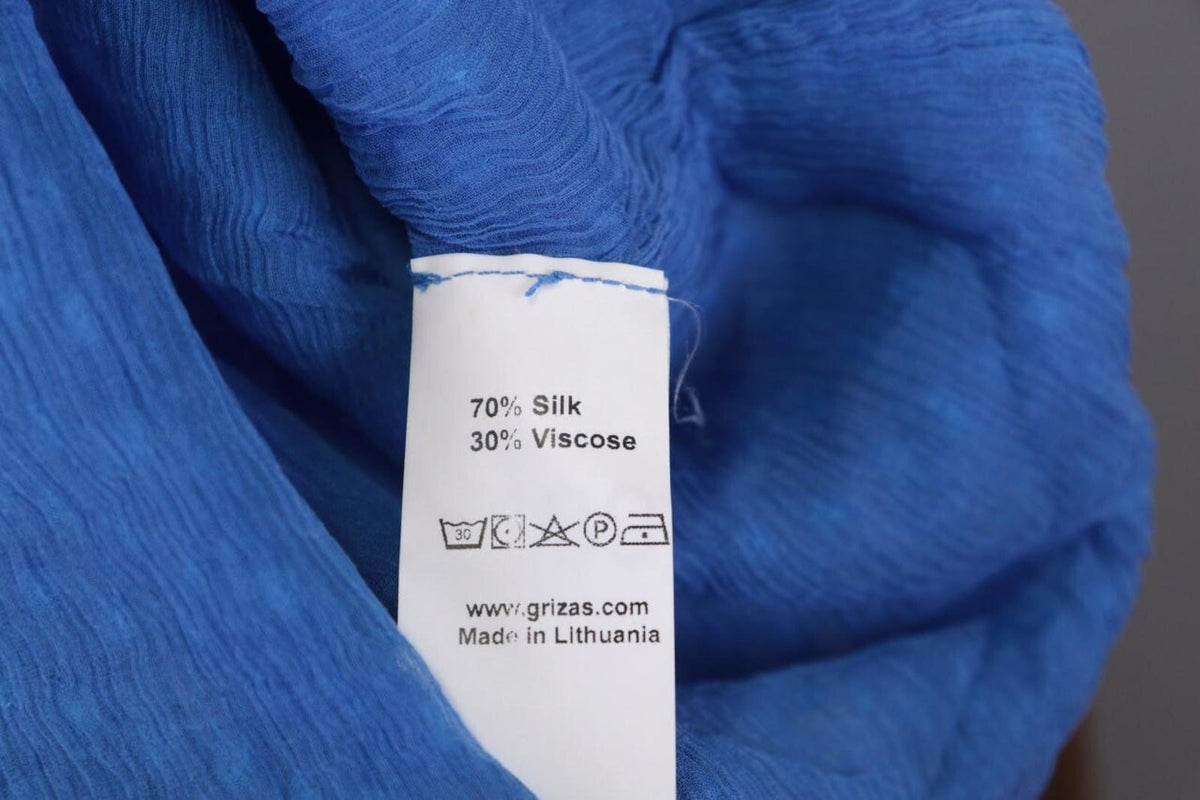 GRIZAS Blue Silk Textured Lagenlook 3/4 Sleeve Blouse Tunic – Size XS