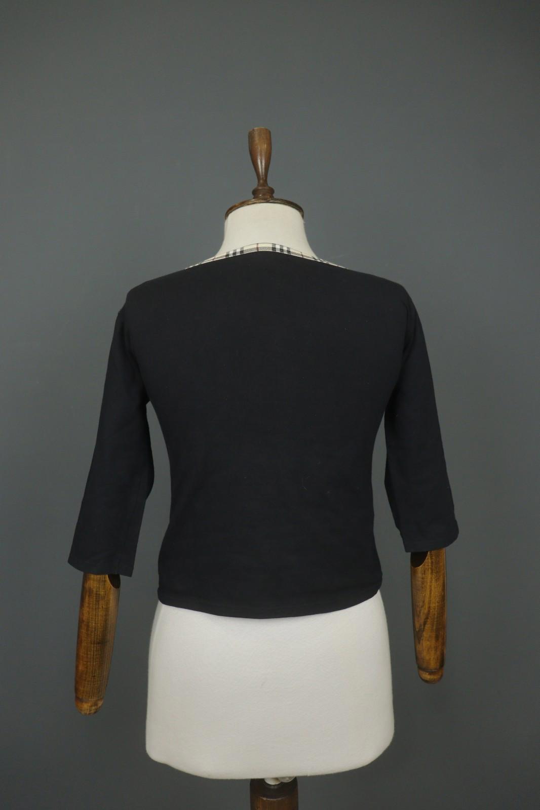 BURBERRY London Black Cotton Long Sleeve Round Neck Pullover Knit Top – Size M