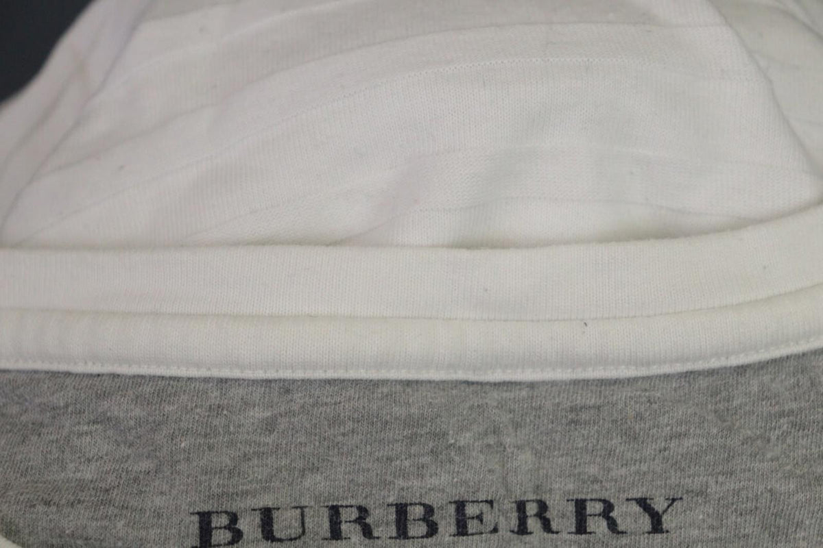 BURBERRY BLACK LABEL Blouse Shirt White Ribbed Long Sleeve – Size 2