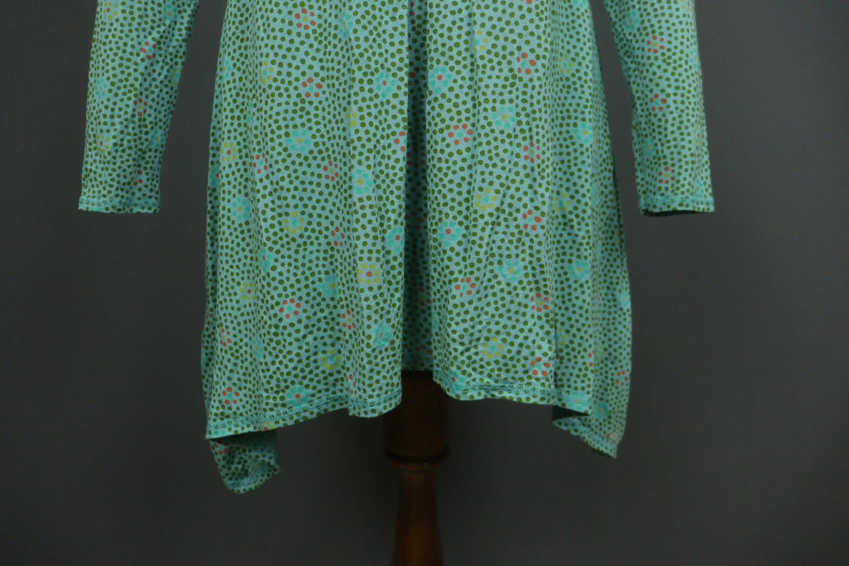 GUDRUN SJODEN Green Polka Dot V-Neck Long Sleeve Pullover Sheath Dress – Size M