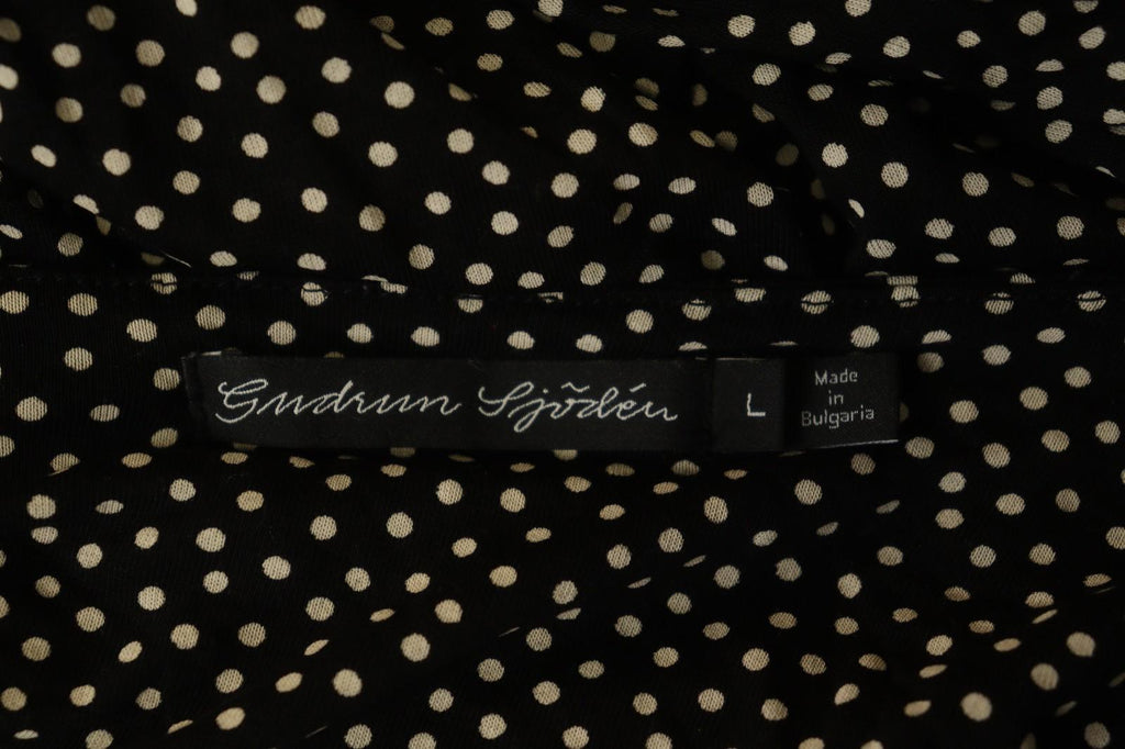 GUDRUN SJODEN Black White Polka Dot Lyocell Round Neck Pullover Sweater – Size L