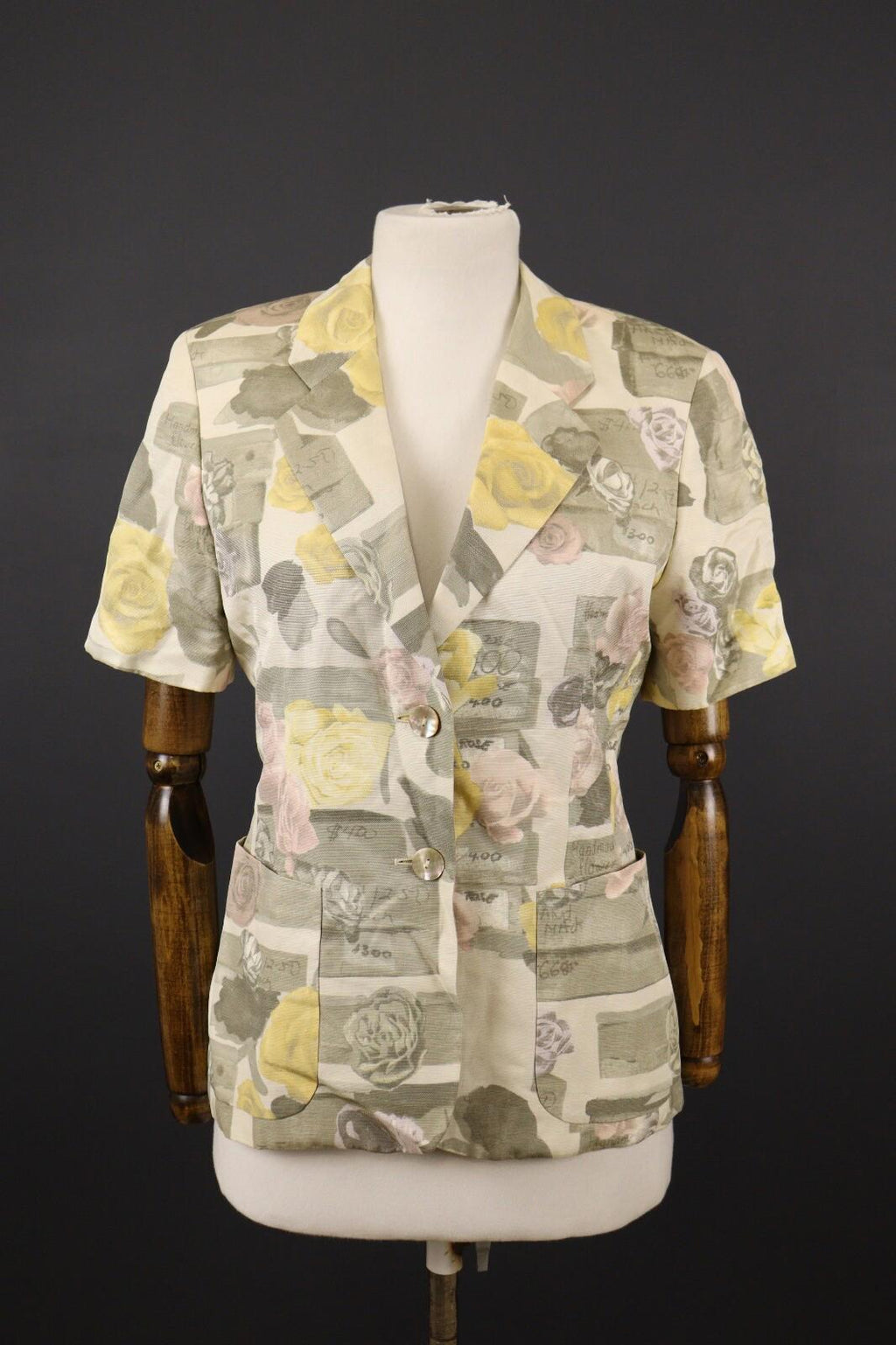 LAUREL by ESCADA Multicolor Floral Silk Linen Lightweight Blazer Jacket – Size M