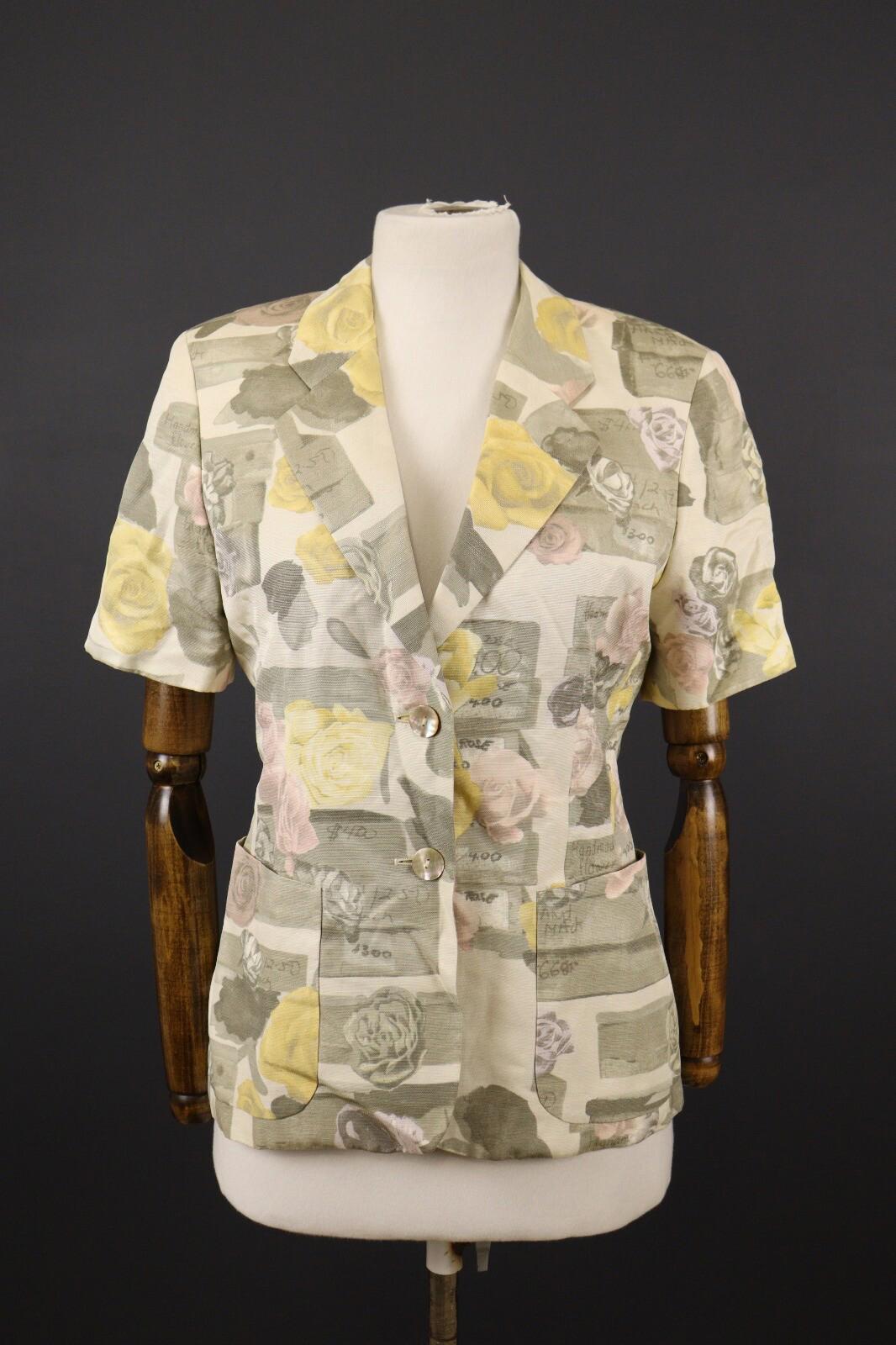 LAUREL by ESCADA Multicolor Floral Silk Linen Lightweight Blazer Jacket – Size M