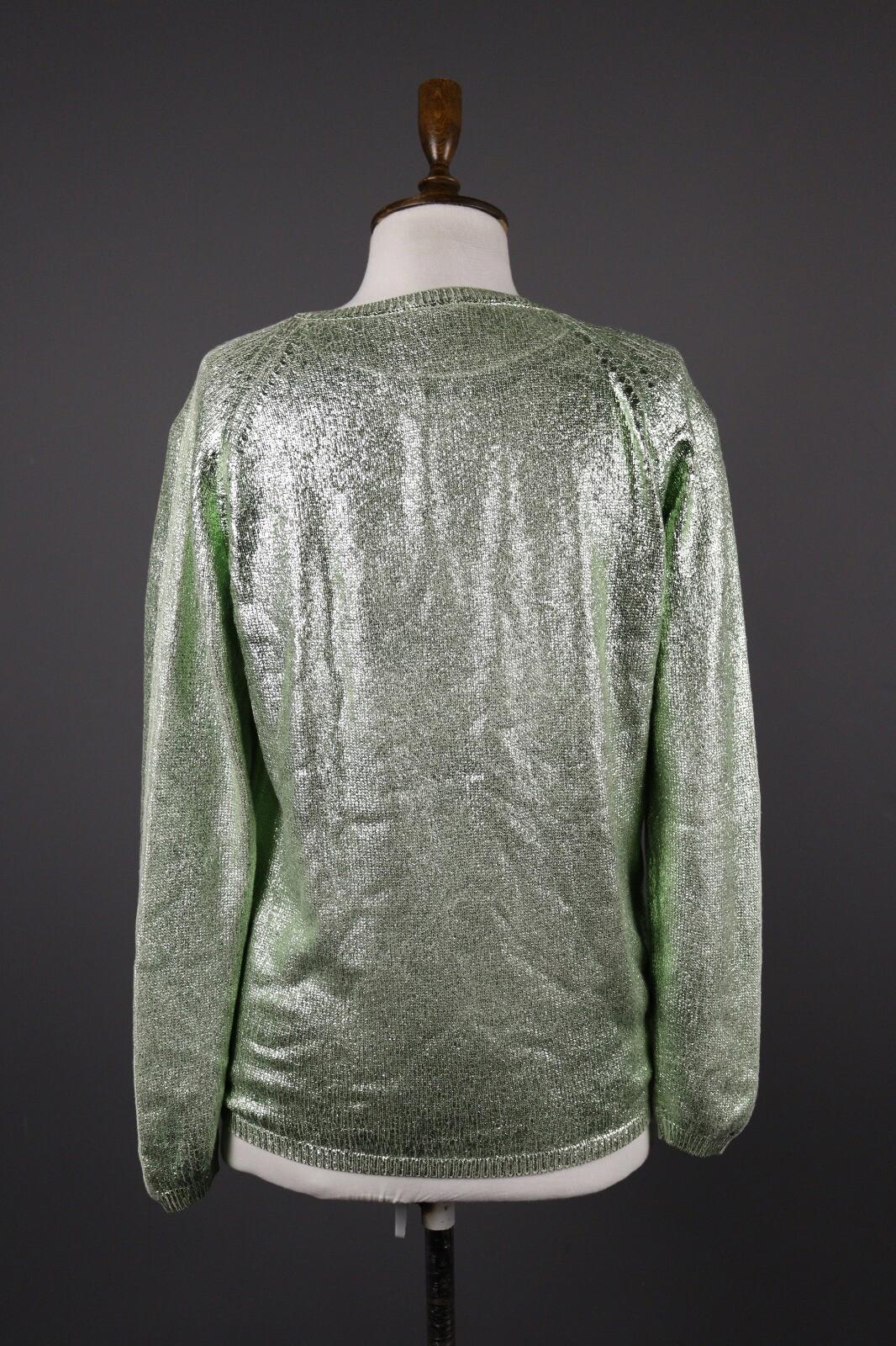MASSIMO ALBA Green Silk Sequin Long Sleeve Sweater – Size M