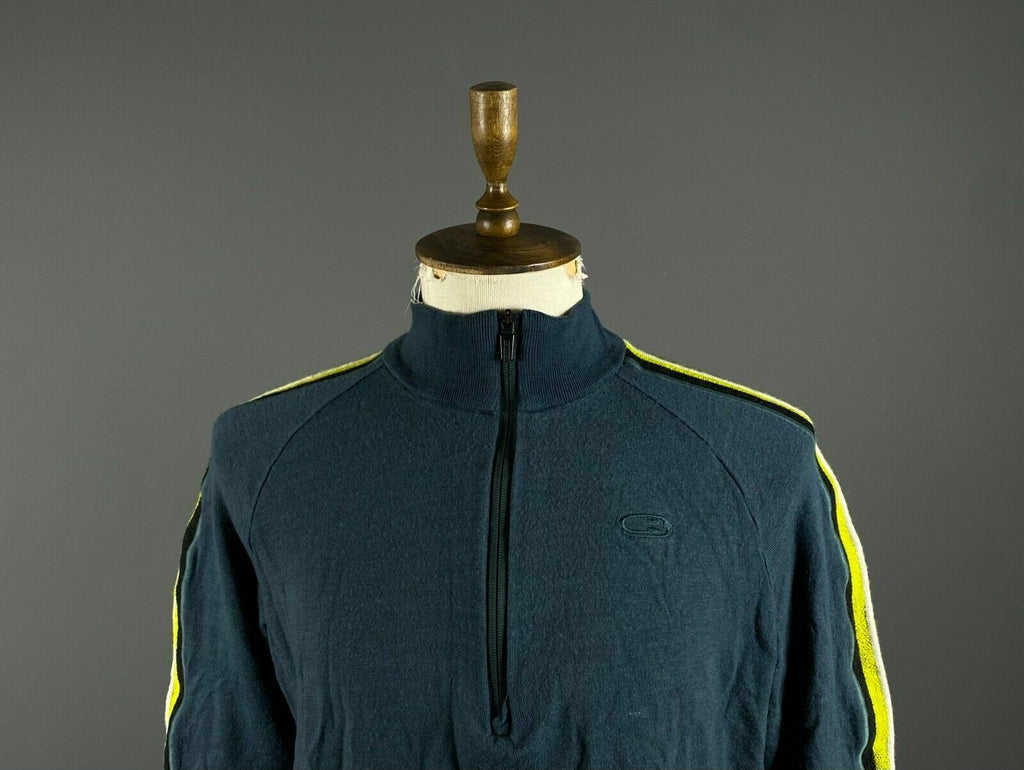 Icebreaker Blue High Neck 1/4 Zip Merino Wool Activewear Sweater – Men's M