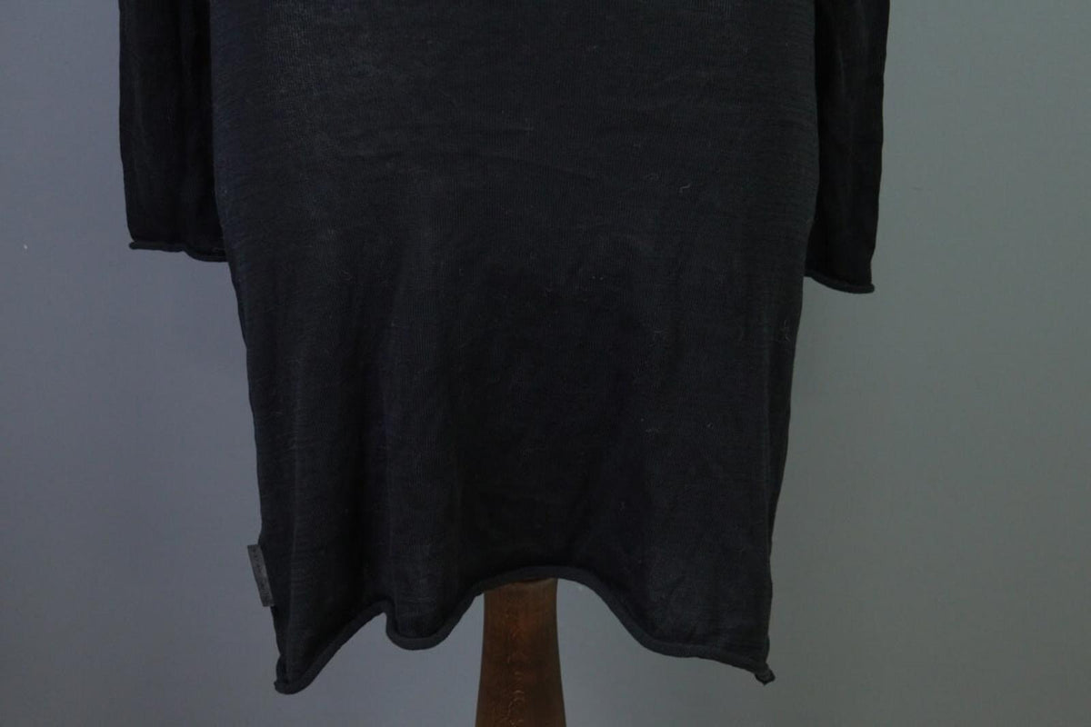 SARAH PACINI Black Knit Mesh Turtle Neck Sweater Midi Dress – Size 1