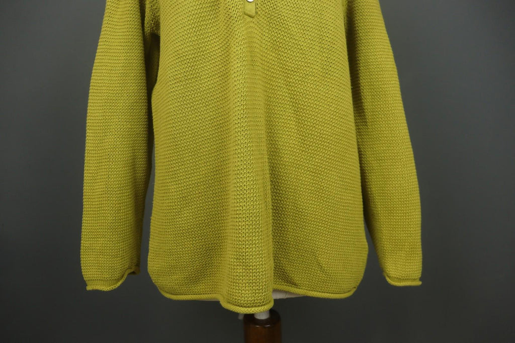 GUDRUN SJODEN Green Knitted Long Sleeve Round Neck Button Front Sweater – Size L