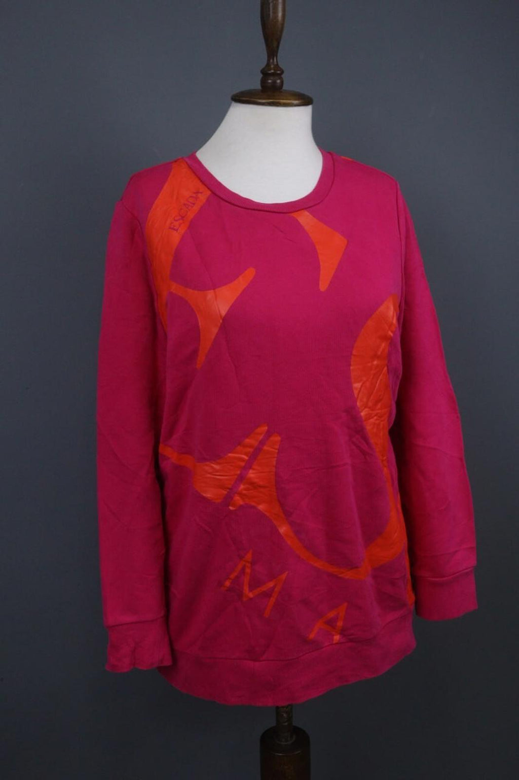 ESCADA Sport Red Cotton Ribbed Cuff & Hem Crew Neck Long Sleeve Sweater – Size M – Used
