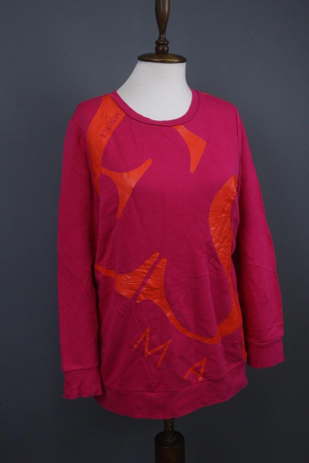 ESCADA Sport Red Cotton Ribbed Cuff & Hem Crew Neck Long Sleeve Sweater – Size M – Used