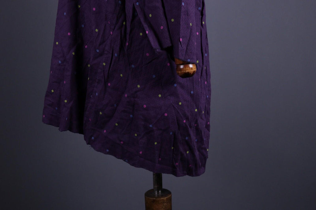 GUDRUN SJODEN Purple Dotted Lagenlook Relaxed Long Sleeve Blouson Dress – Size M