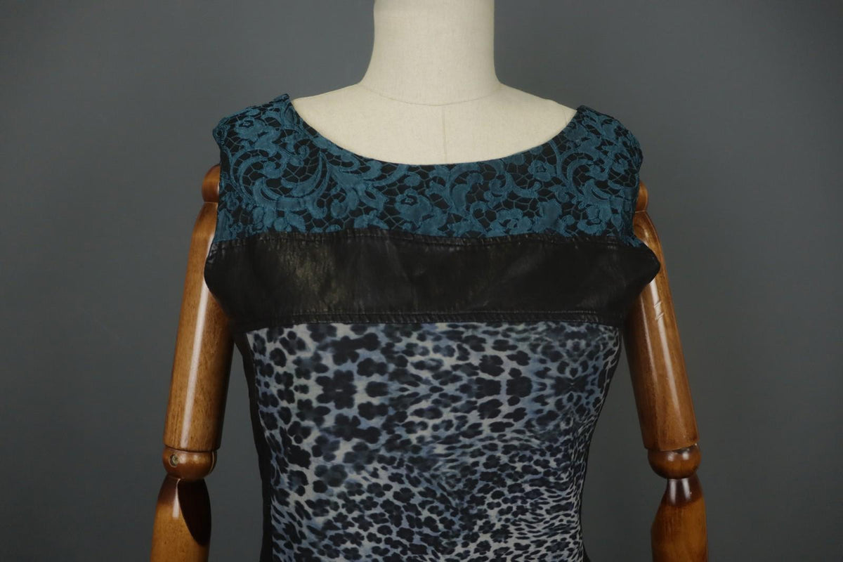 SAVE THE QUEEN Multicolor Sleeveless Round Neck Back Zip Midi Shift Dress Sz XL