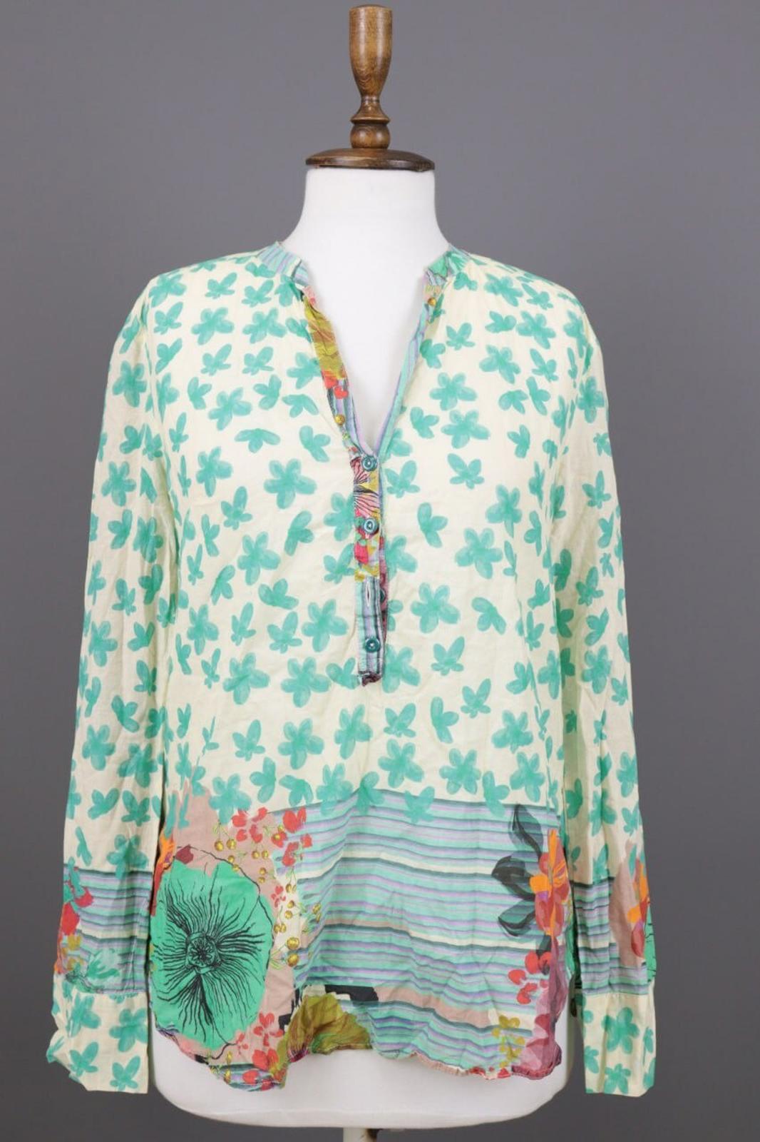 IVKO Green Floral Henley Lightweight Summer Blouse Shirt – Size 36