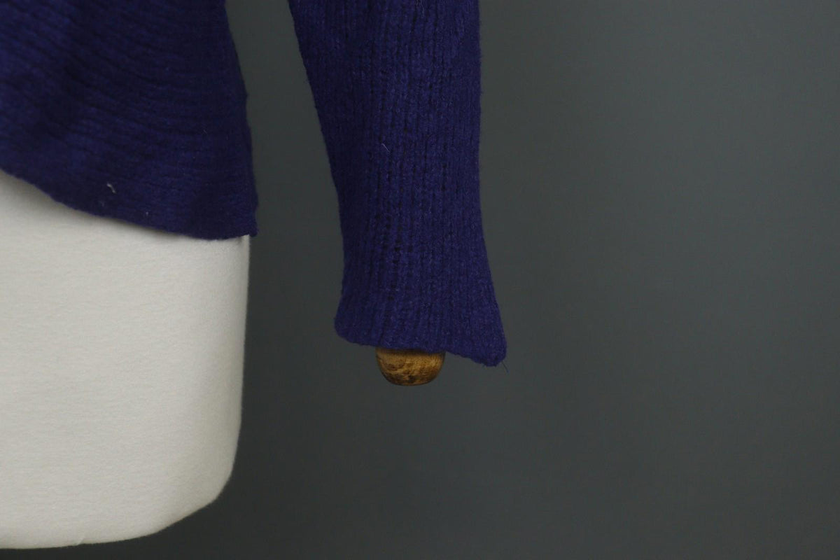GRIZAS Purple Wool Cable Knit Long Sleeve Round Neck Pullover Sweater – Size M