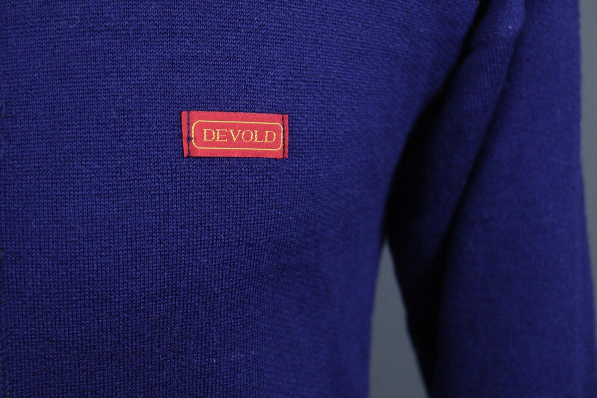 DEVOLD Blue Wool Long Sleeve High Neck Full Zip Sweater – Size S