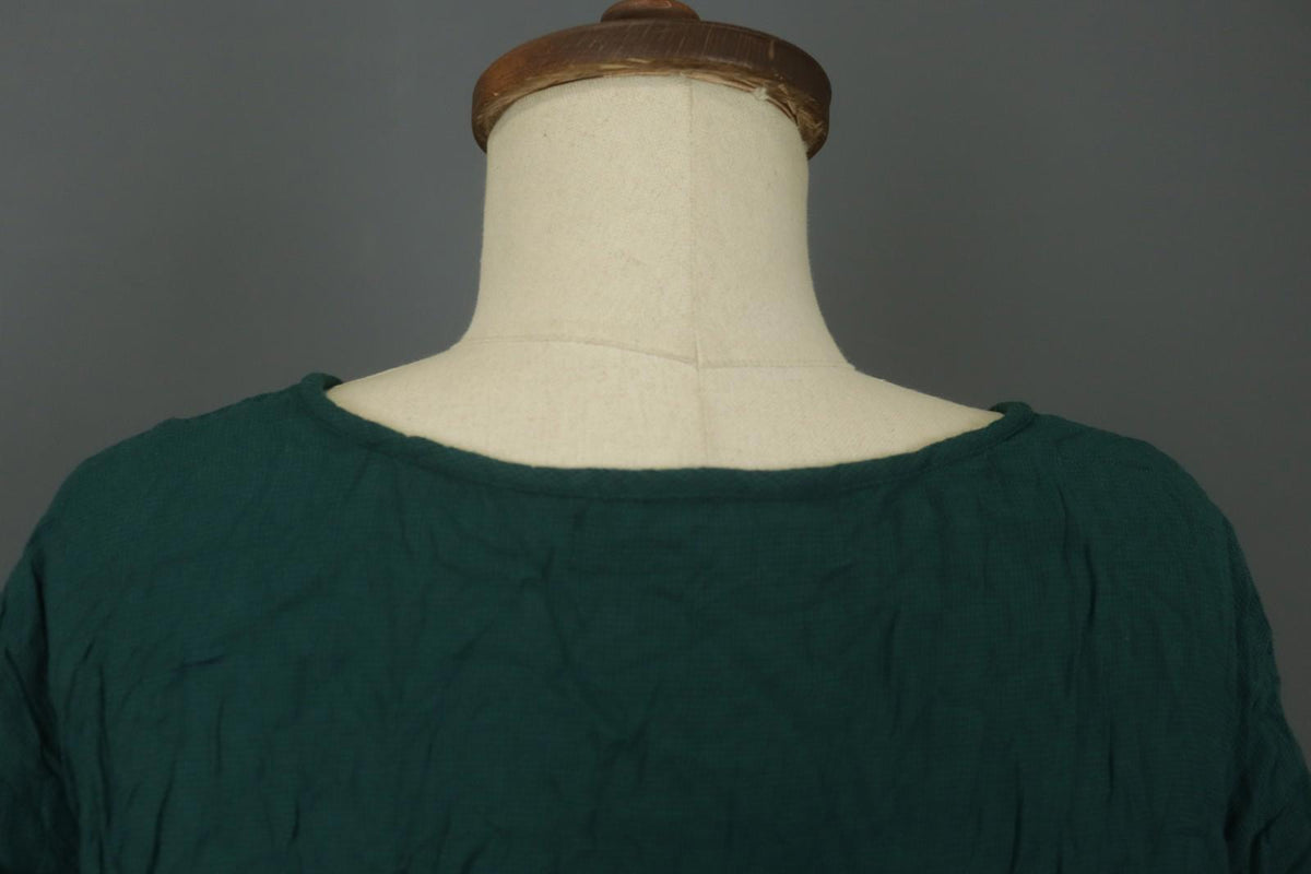 GUDRUN SJODEN Green Viscose Half Sleeve Round Neck Button Front Shirt Top Sz XXL