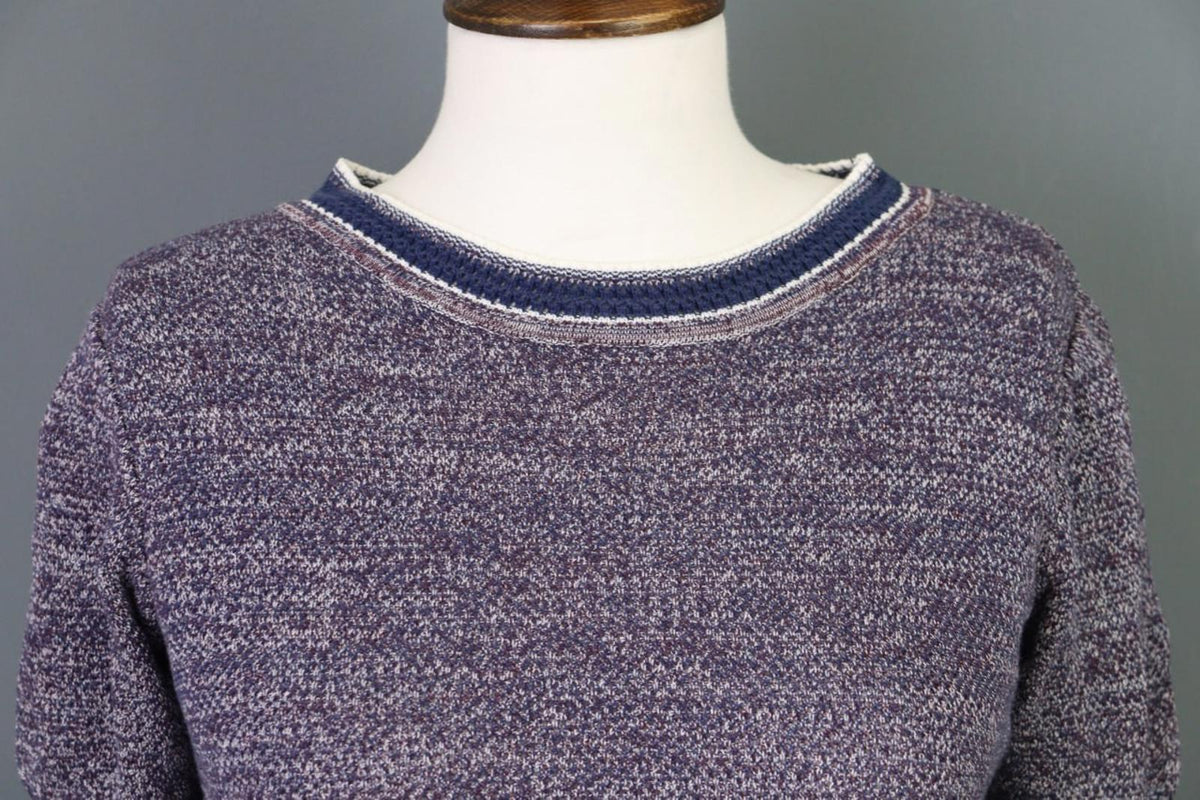 CHANEL Multicolor Knitted Crew Neck Short Sleeve Pullover Sweater – Size S / M