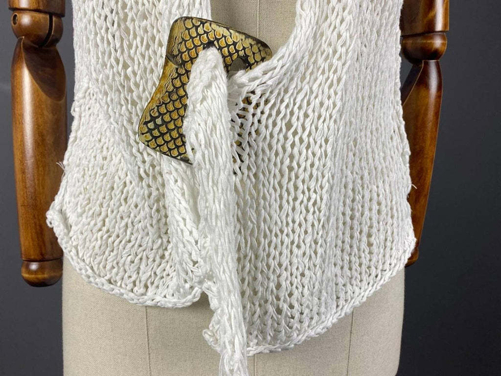 BARBARA SPEER White Lagenlook Crochet Knit Short Sleeve Cardigan Sweater – Size 2
