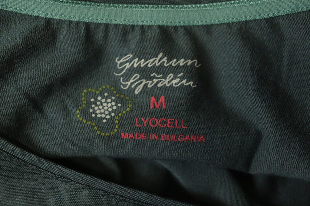 GUDRUN SJODEN Green Lyocell Slim Fit Round Neck Pullover Blouse Top – Size M