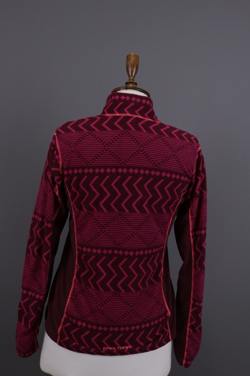 Kari Traa Purple Geometric Striped Full Zip Fleece Jacket – Size L
