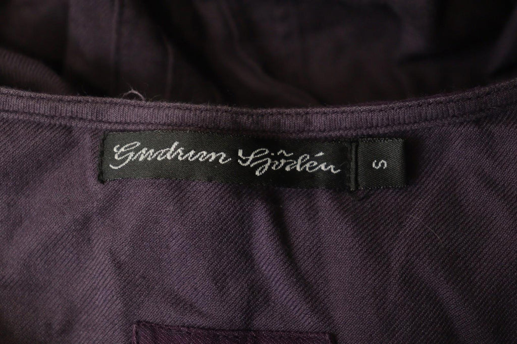 GUDRUN SJÖDEN Purple 100% Cotton Pintuck Long Sleeve Tie Neck Tunic Dress – Size S