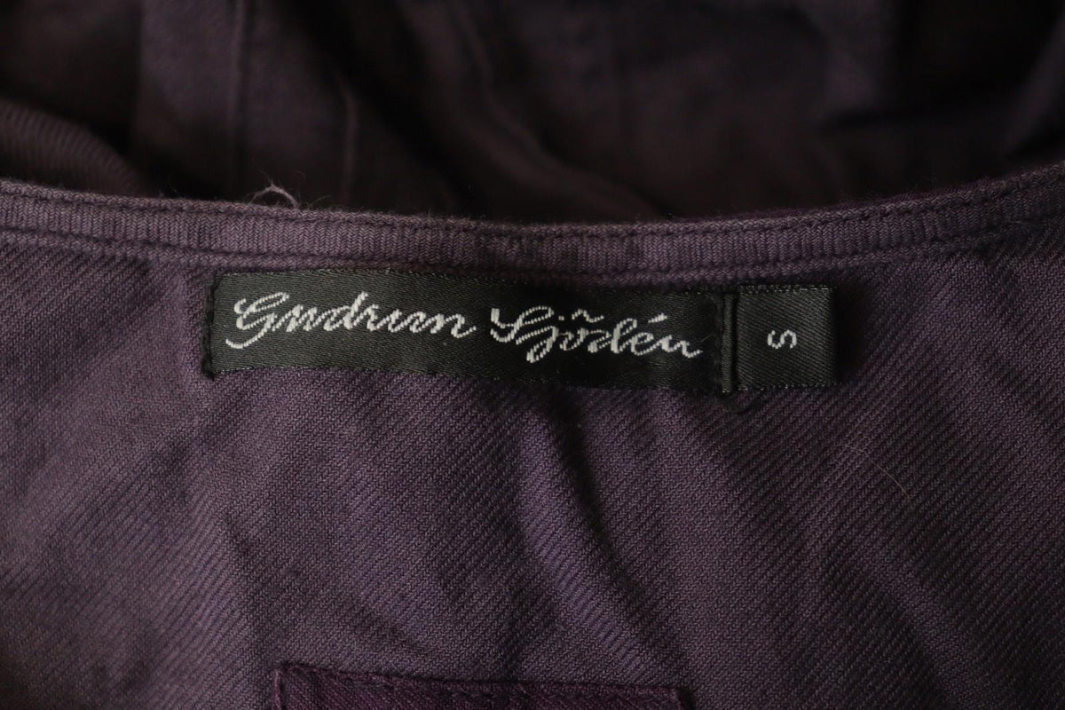 GUDRUN SJÖDEN Purple 100% Cotton Pintuck Long Sleeve Tie Neck Tunic Dress – Size S