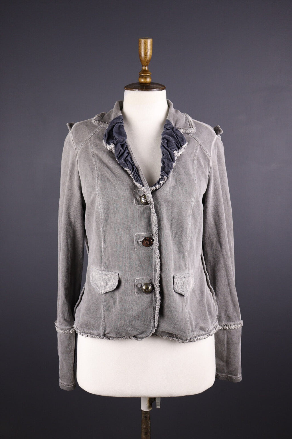 Bottega by Elisa Cvaletti Gray Lagenlook Lightweight Blazer Jacket – Size L