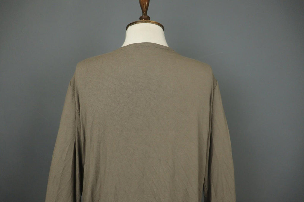 OSKA Brown Knit Classic Long Sleeve Round Neck Pullover Knee Length Shift Dress