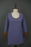 GUDRUN SJODEN Blue Striped Cotton Round Neck Long Sleeve Shift Dress – Size S
