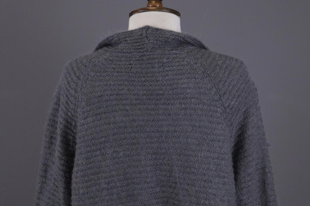 GUDRUN SJODEN Gray Ribbed Mohair Wool Cape Wrape Cardigan Sweater – Size XL